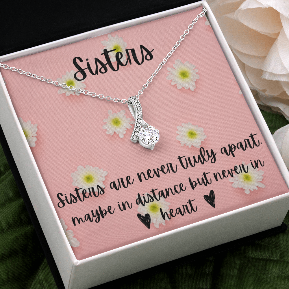 Sisters – Sweethearts Necklace – Daisy Background, Matching Sister Necklaces, Rose God, Birthday Gift For Sister, Present For Sister, Sister Christmas Gift, Little Sister Birthday Gift, Gift For Sister, Wedding Gift, Necklace Gift Sister