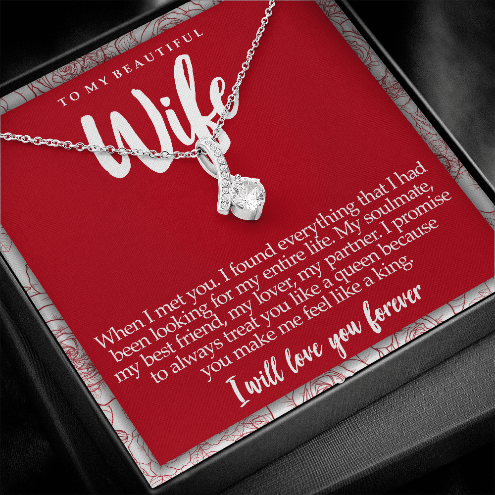 Alluring Beauty Synthetic Gemstone Necklace with Message Card for Wife
