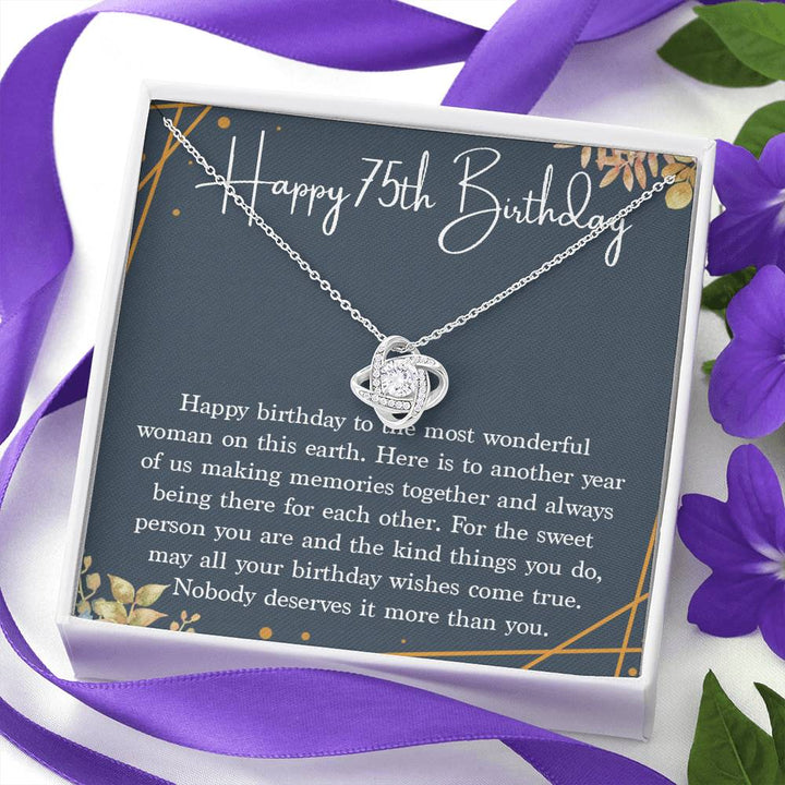 Happy 75th Birthday Necklace Gift for Mom Grandma, 75th