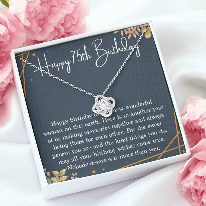 Happy 75th Birthday Necklace Gift for Mom Grandma, 75th