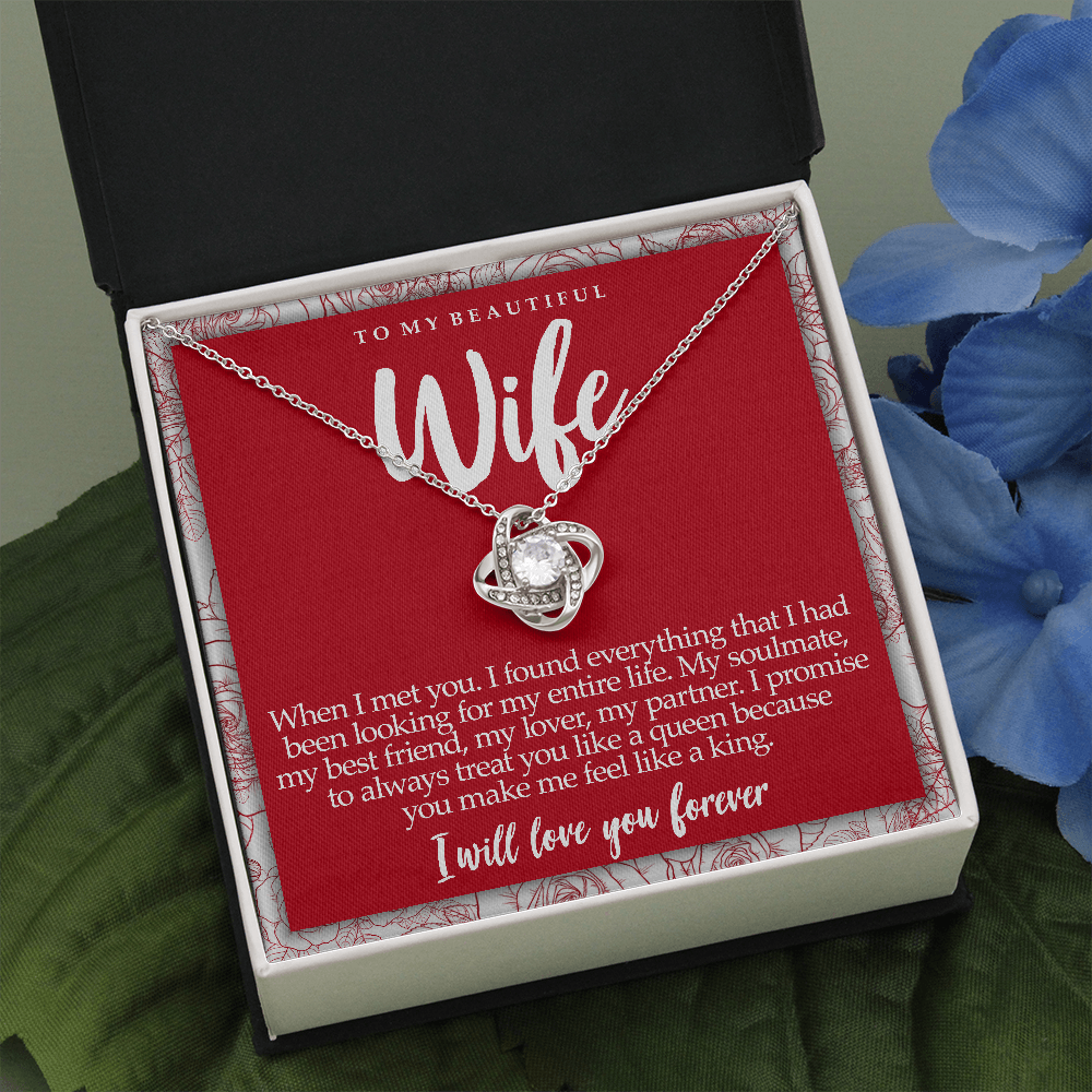 Love Knot Necklace with Message Card for Wife