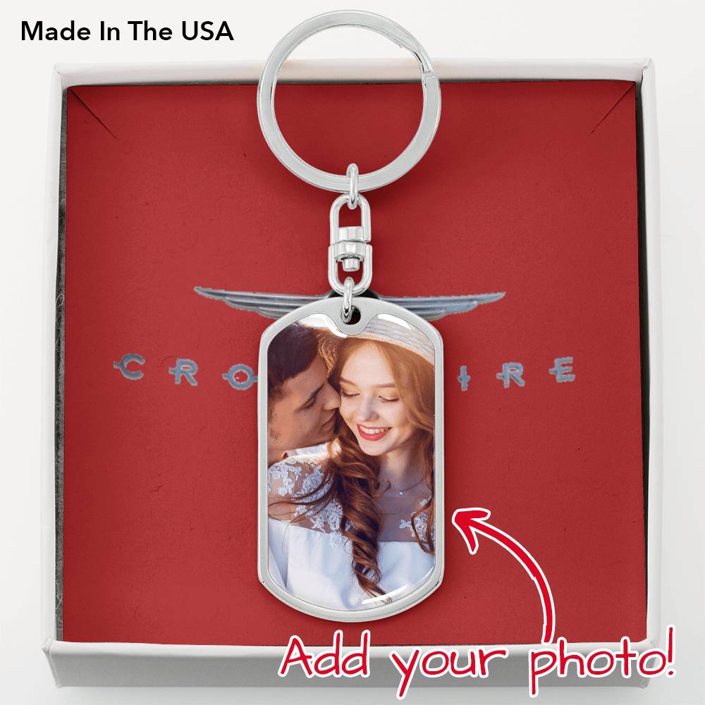Chrysler Crossfire Lovers Red Coupe Wing Key Chain Upload YOUR Photo Can Be Engraved