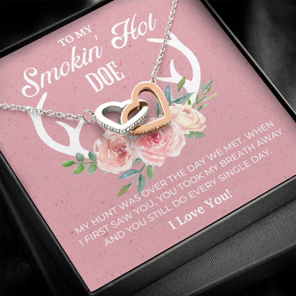 To My Smokin' Hot Doe Gift for Her, Valentines Day Gift for Wife, Wife Valentines Necklace Gift, Girlfriend Jewelry Gift Valentines Day