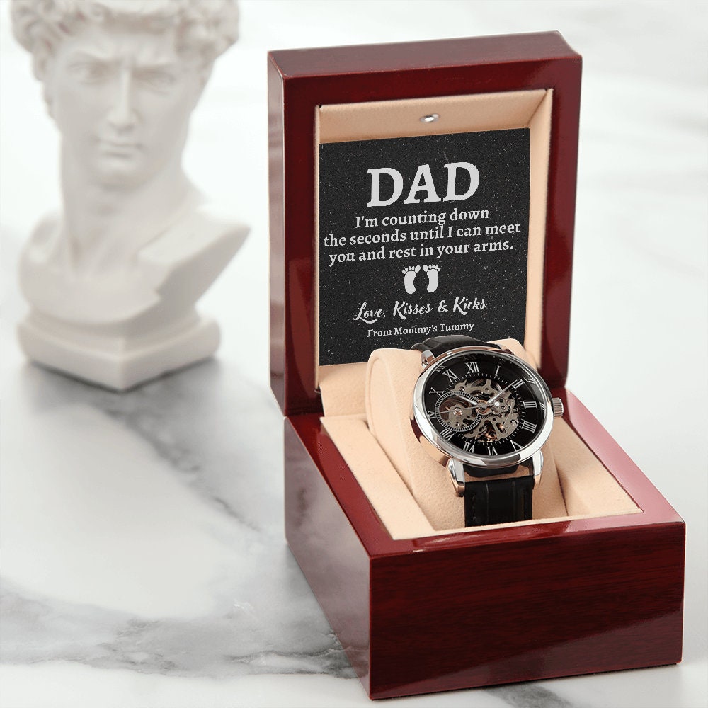 First Time Dad Gift, New Dad Gift, Father's Day Gift from Baby Bump, Openwork Watch Gift, Daddy To Be Fathers Day Gift, Soon To Be Daddy