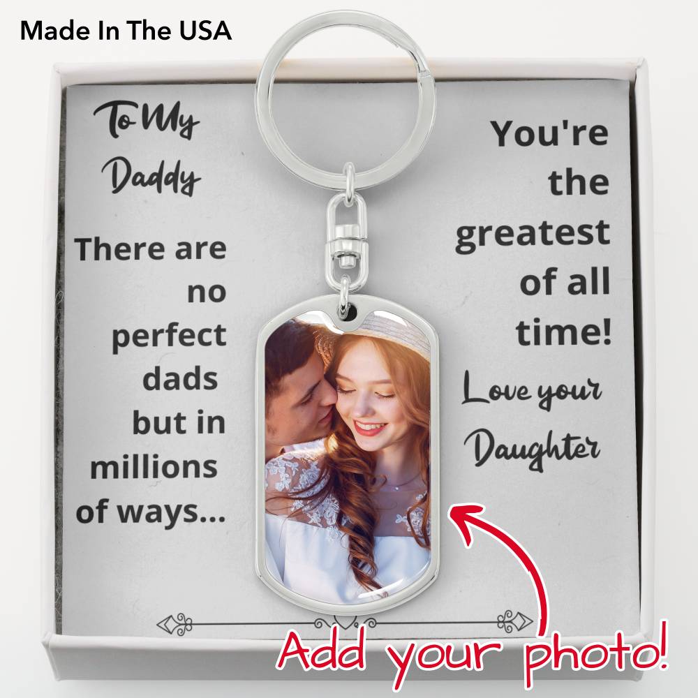 Dog Tag Key Chain For Dad Fathers Day Personalized Photo Upload Gift