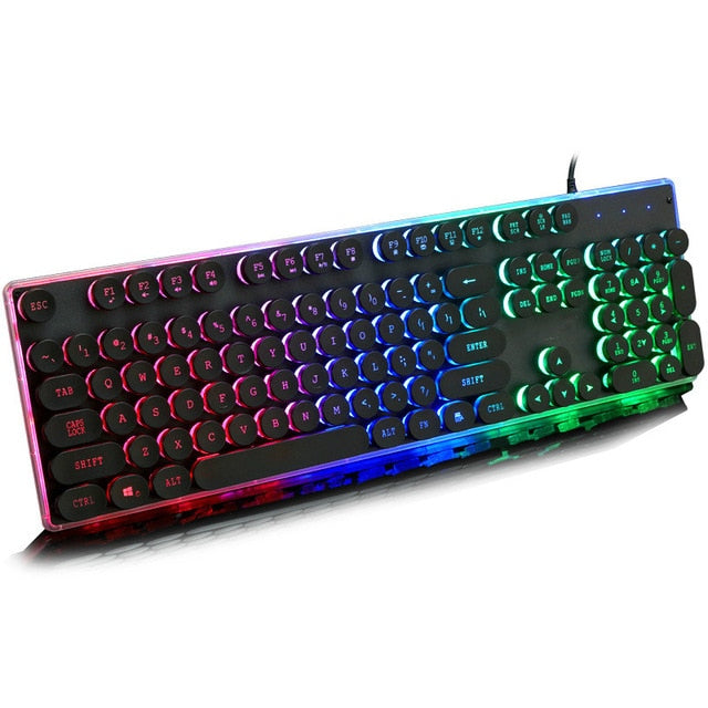 retro round glowing keyboard