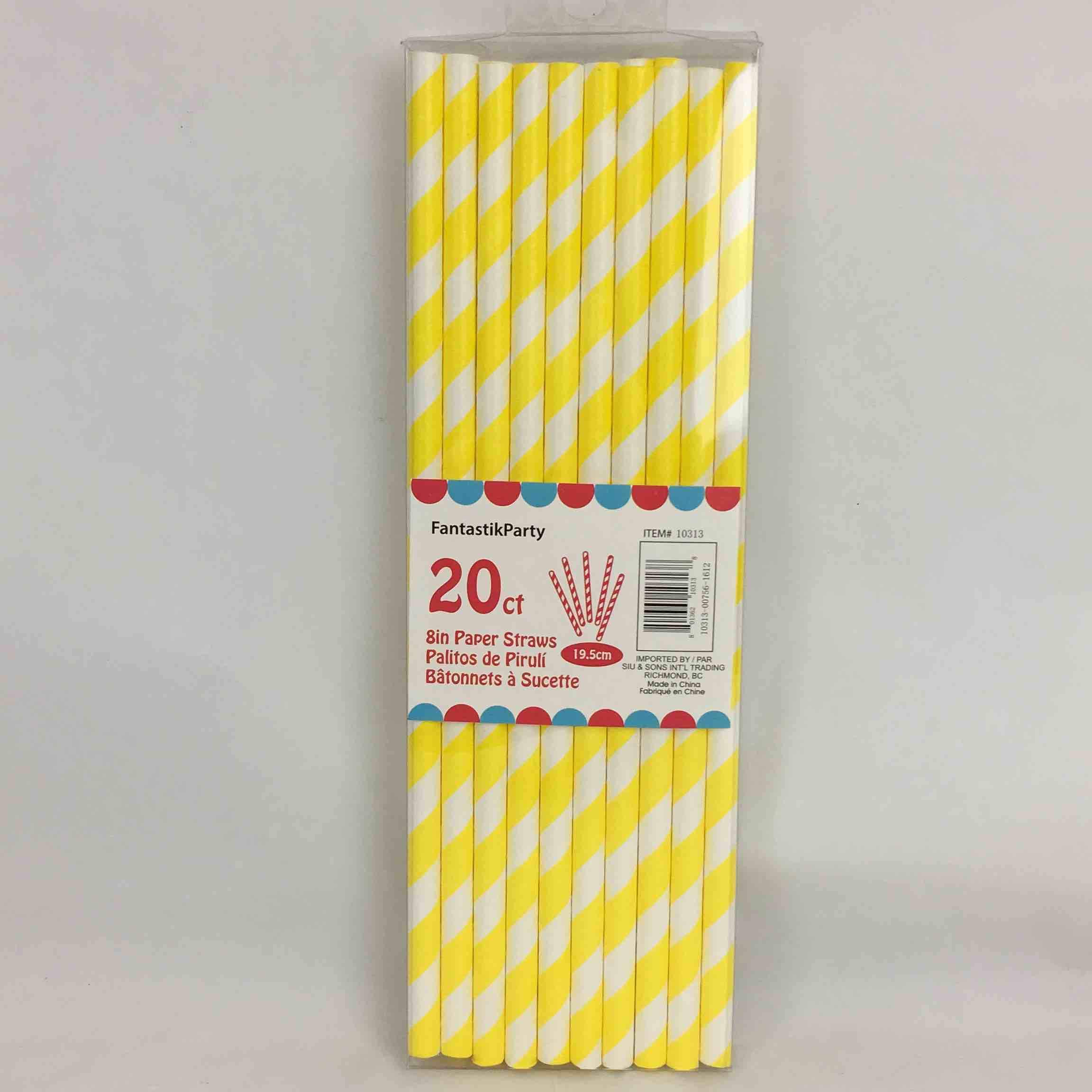 PAPER STRAWS YELLOW 20pcs