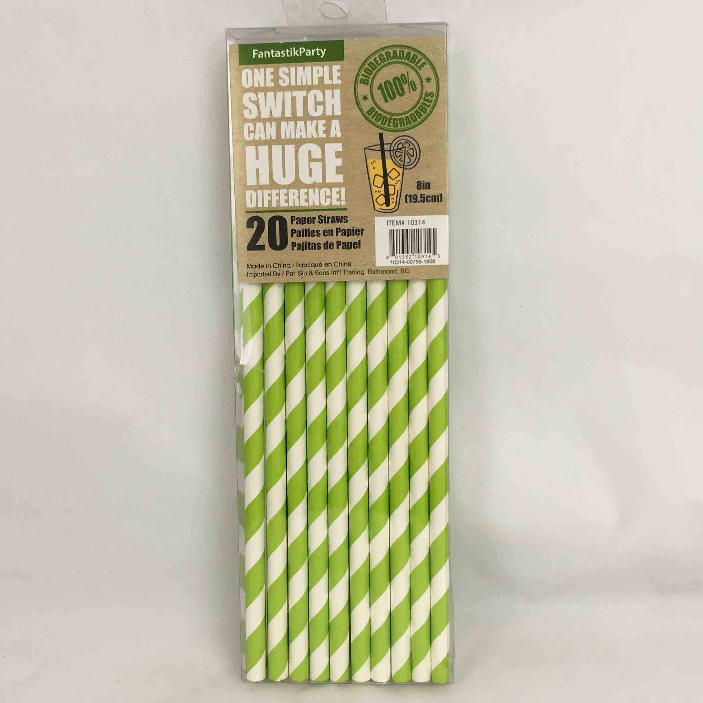 PAPER STRAWS LIME GREEN 20pcs