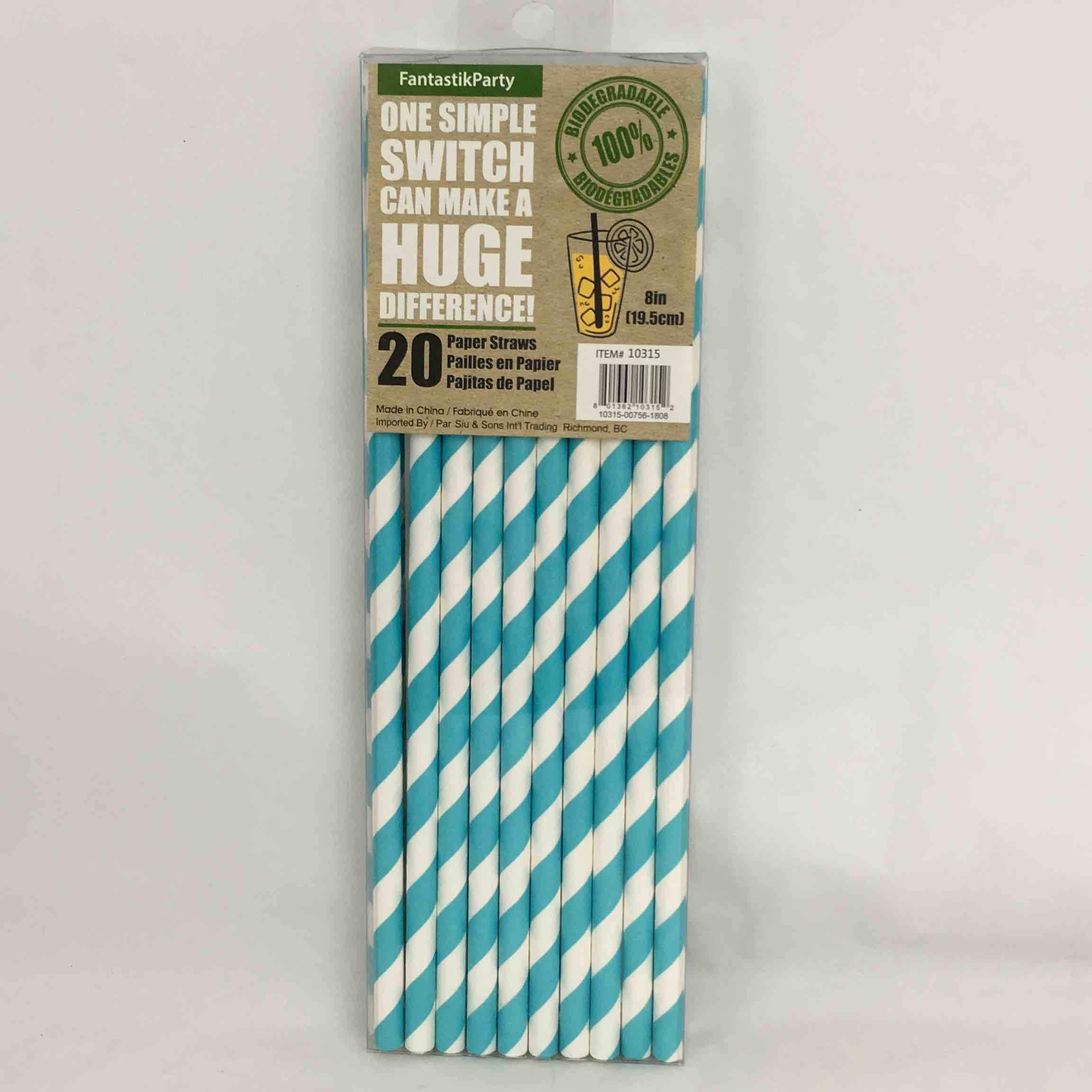 PAPER STRAWS TURQUOISE 20pcs