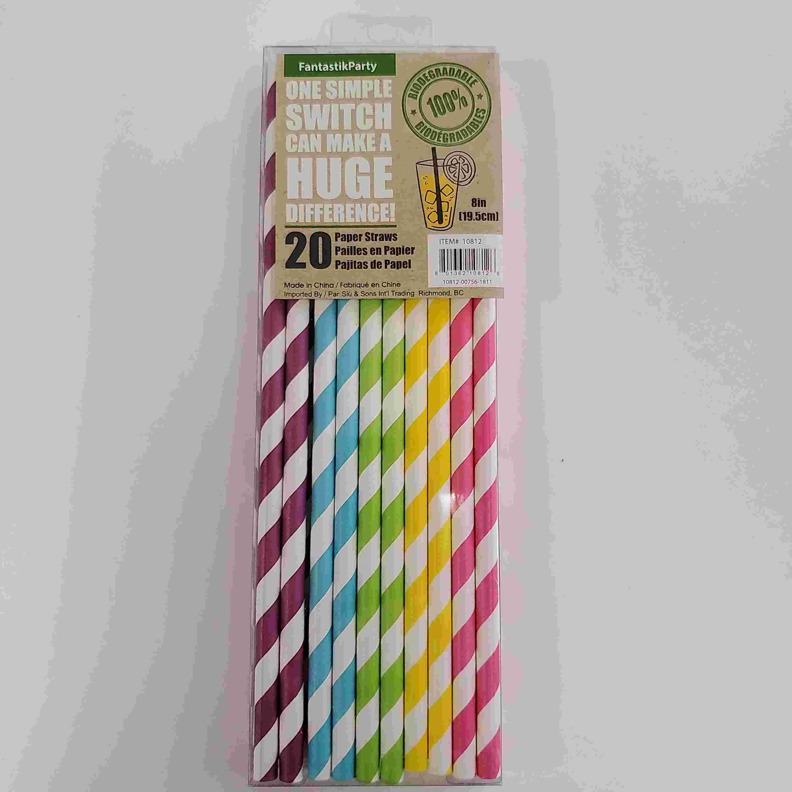 PAPER STRAWS RAINBOW 20pcs