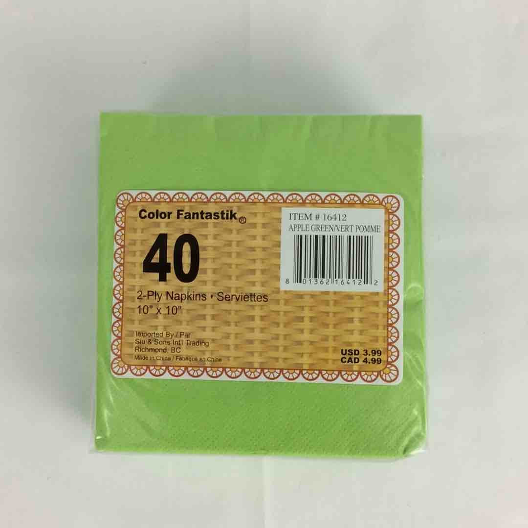 SOLID APPLE GREEN NAPKIN BEVERAGE 40pcs