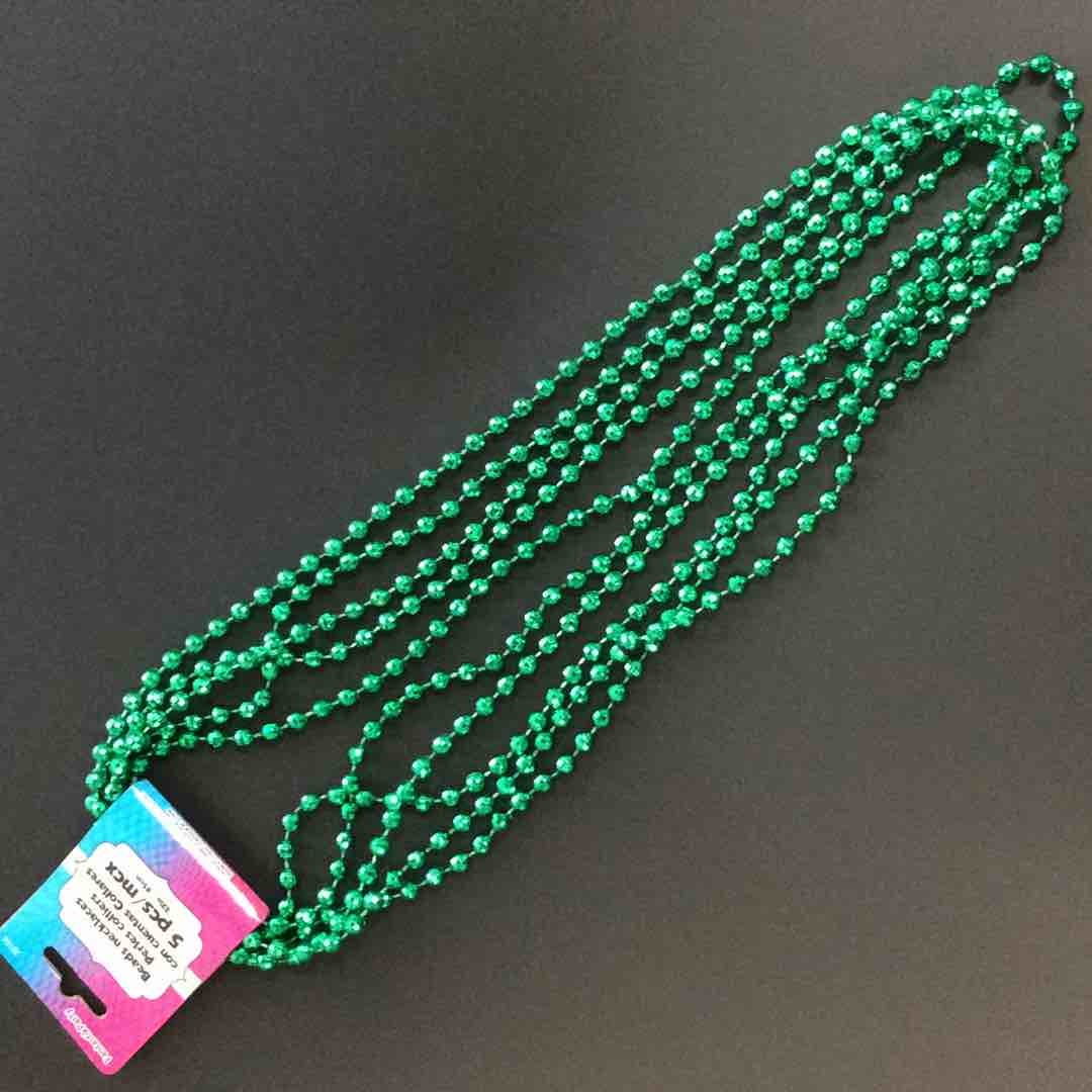 BEAD NECKLACES GREEN 32in 5pcs