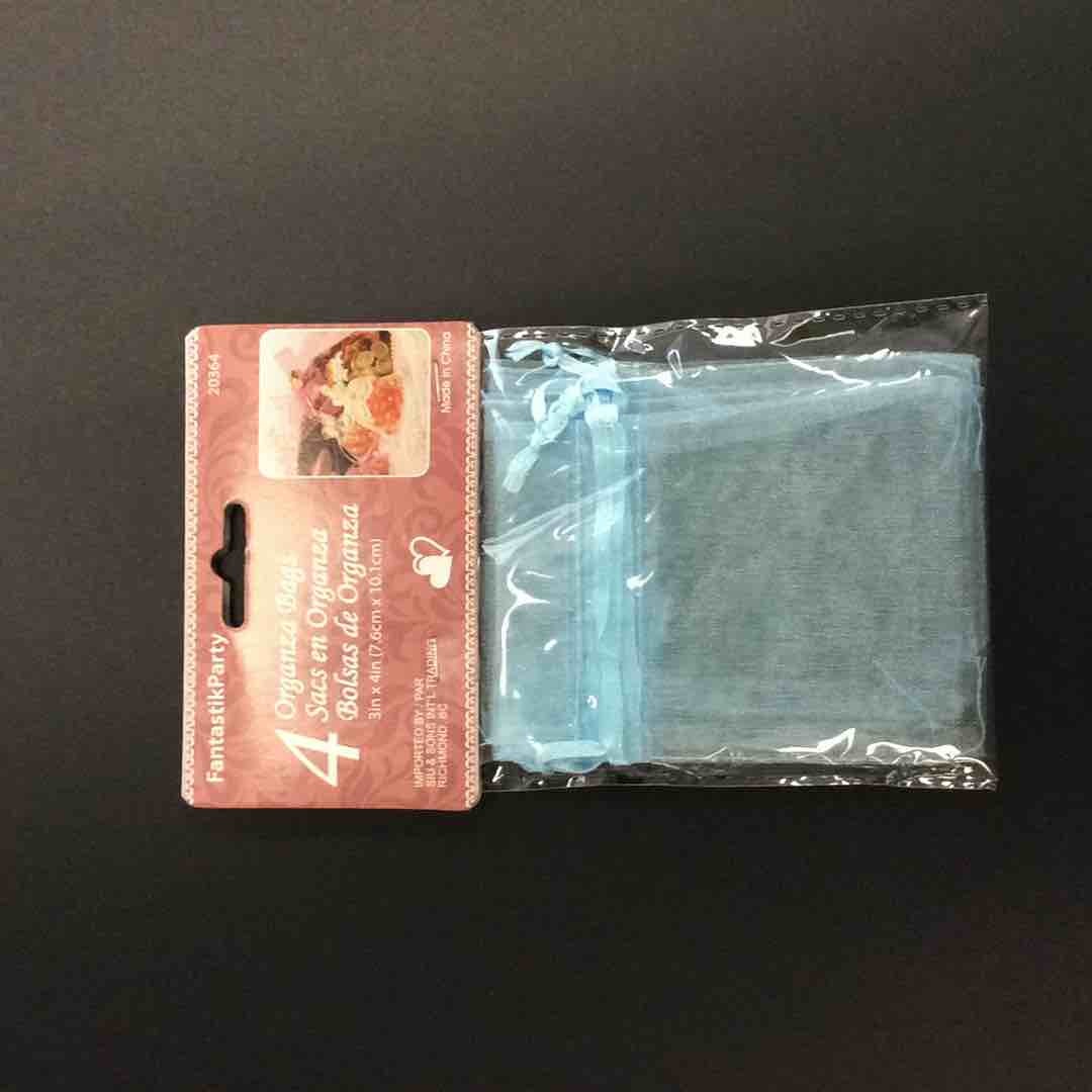 4pcs ORGANZA BAG BABY BLUE 3in x 4in