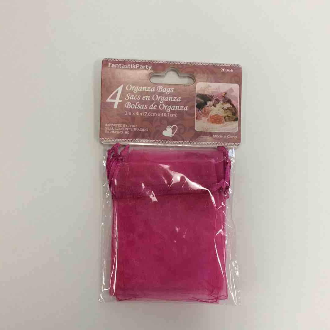 4pcs ORGANZA BAG FUCHSIA 3in x 4in