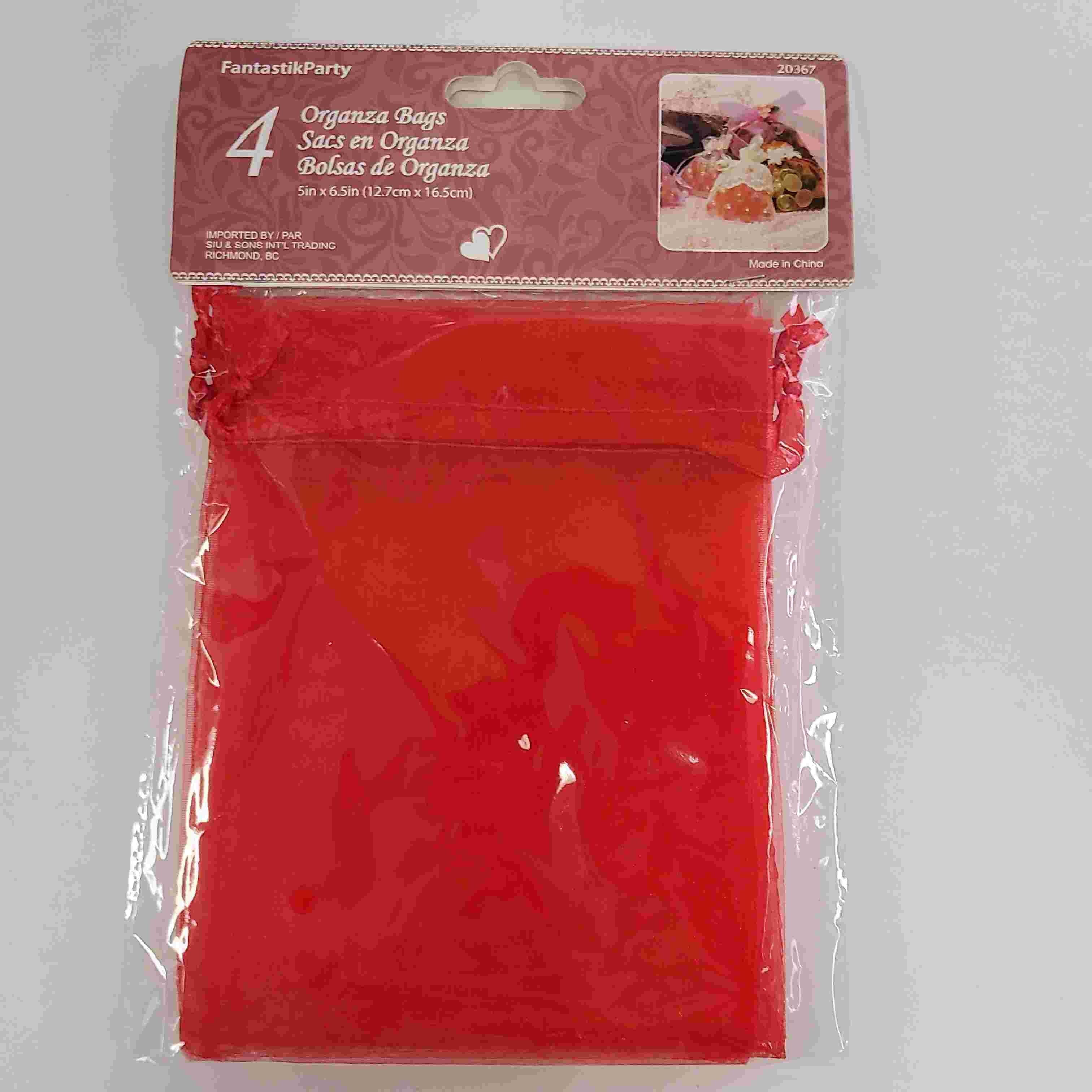 4pcs ORGANZA BAG RED 5in x 6.5in