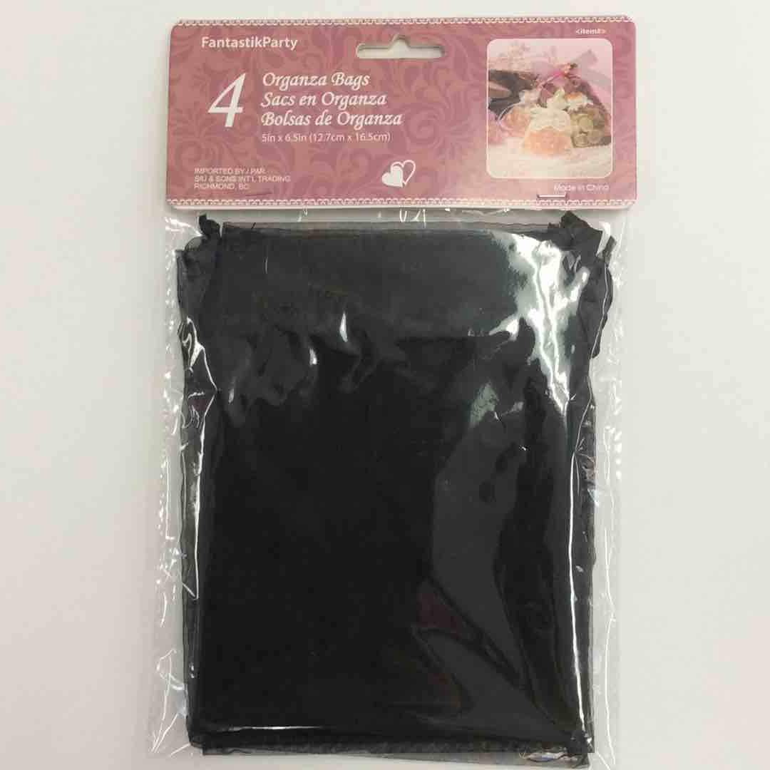 4pcs ORGANZA BAG BLACK 5in x 6.5in