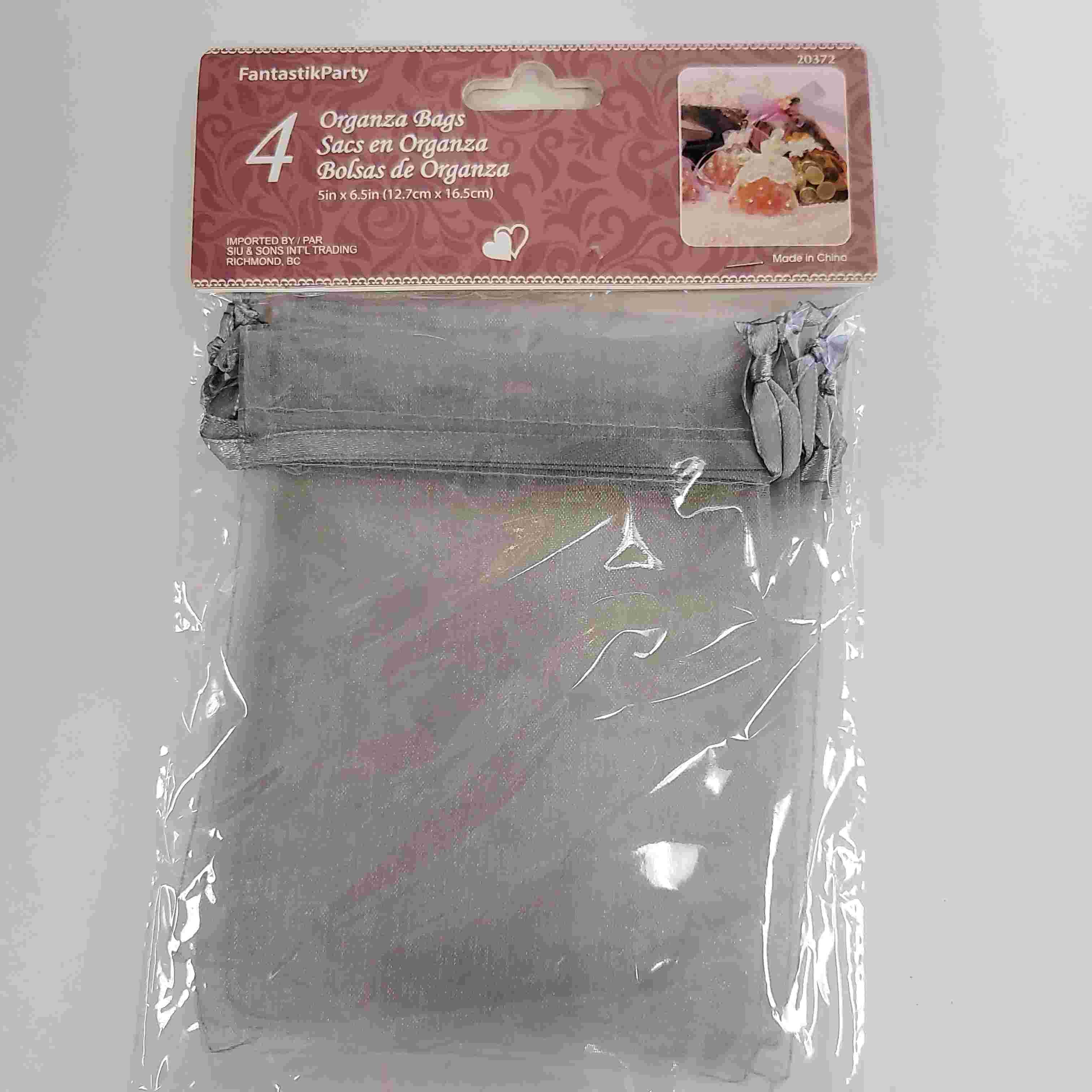 4pcs ORGANZA BAG SILVER 5in x 6.5in