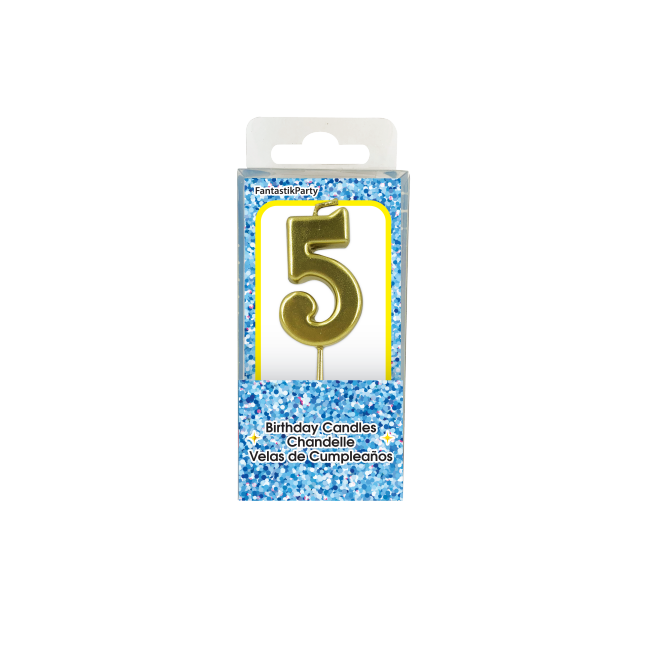 BIRTHDAY CANDLE METALLIC NUMBER 5