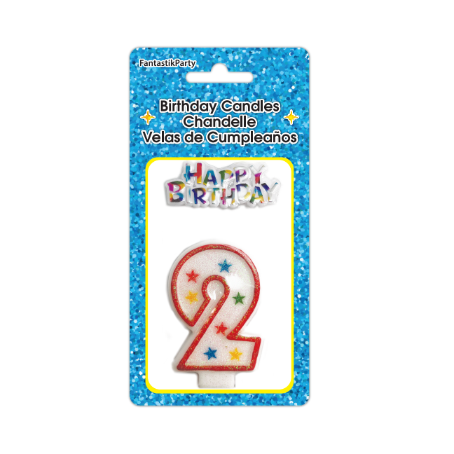 BIRTHDAY CANDLE GIANT GLITTER 2 & SIGN