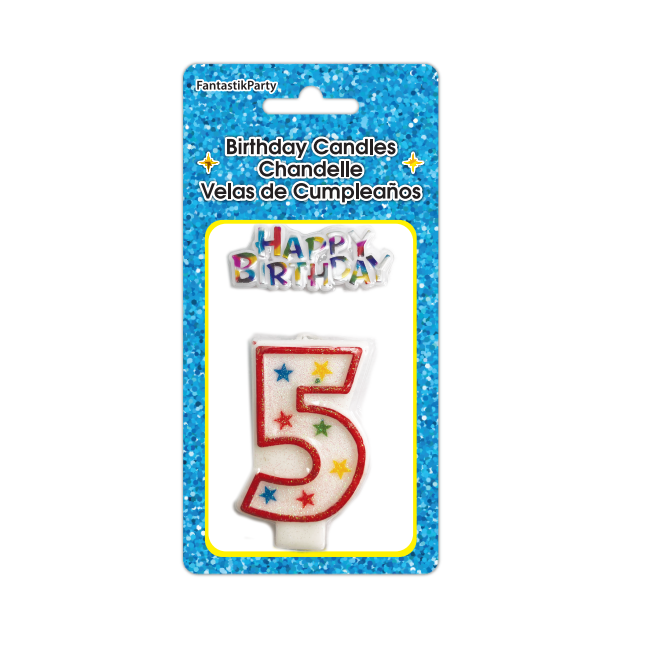 BIRTHDAY CANDLE GIANT GLITTER 5 & SIGN