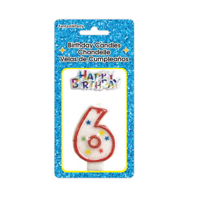 BIRTHDAY CANDLE GIANT GLITTER 6 & SIGN