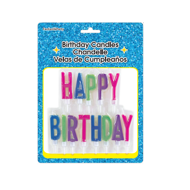 BIRTHDAY CANDLE LETTER HAPPY BIRTHDAY W/HOLDERS