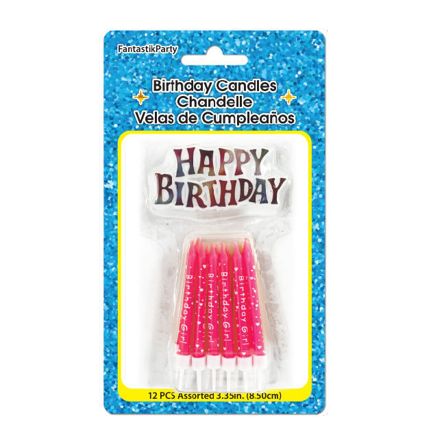 BIRTHDAY CANDLE WITH HB SIGN PINK BIRTHDAY GIRL