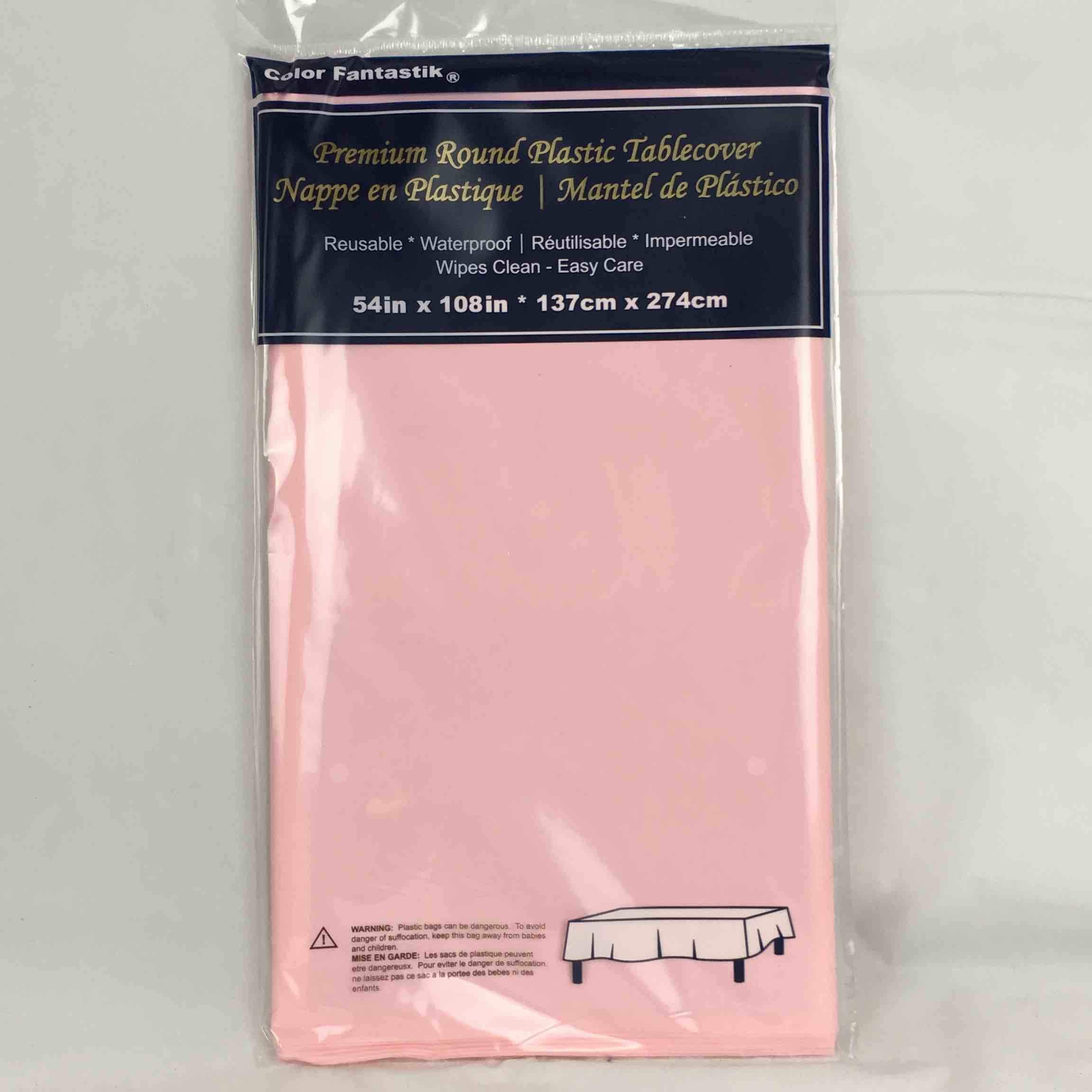 PLASTIC TABLE COVER 54in x 108in PASTEL PINK