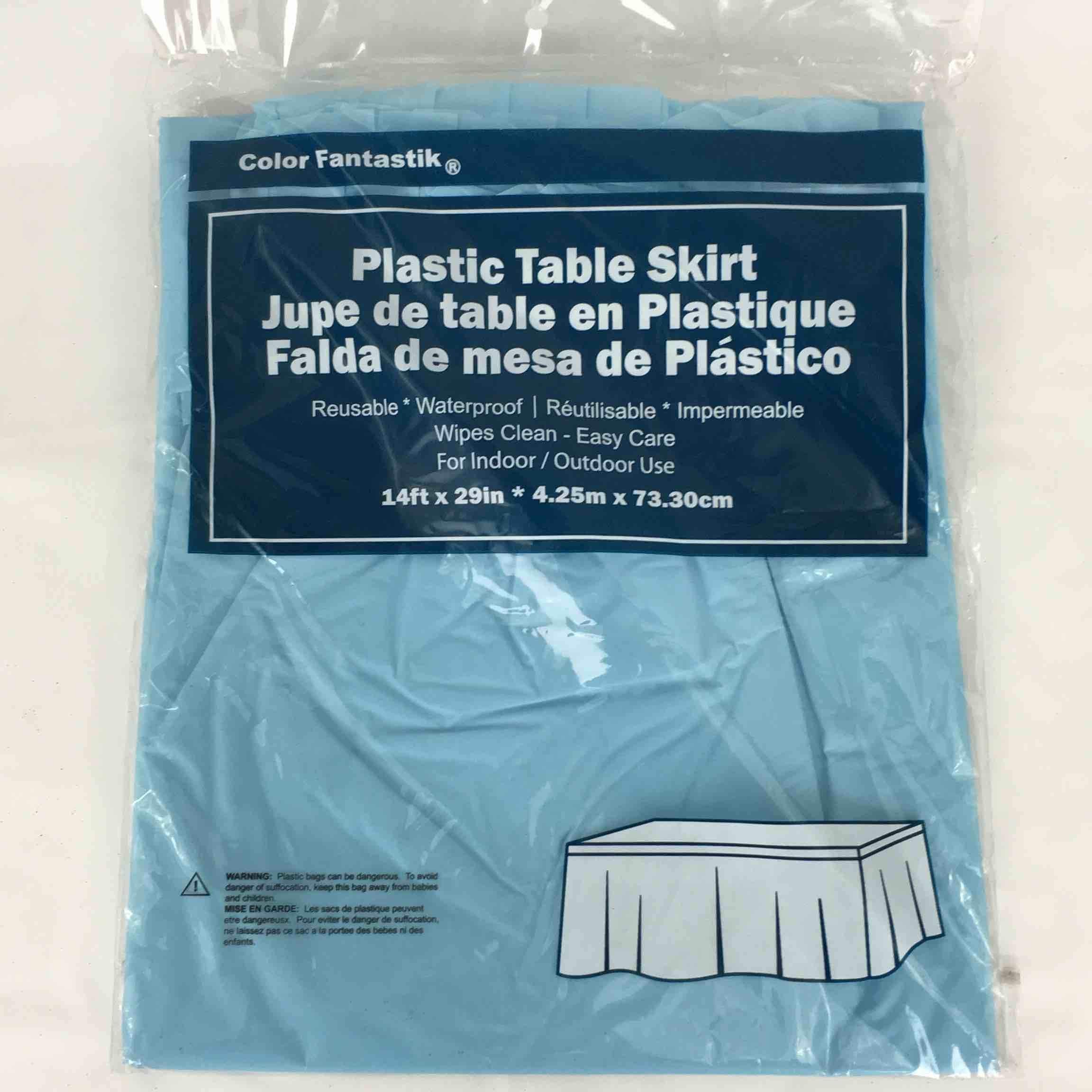 PLASTIC TABLE SKIRT BABY BLUE