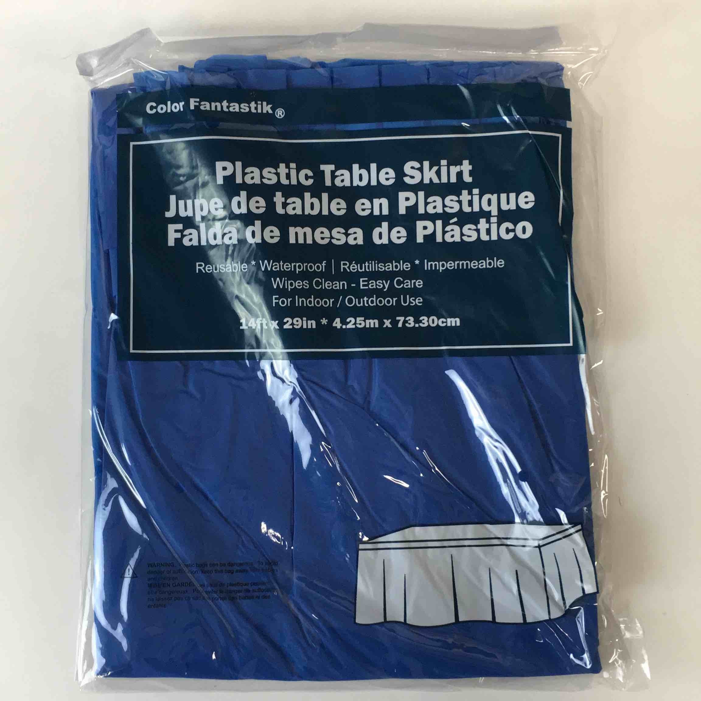 PLASTIC TABLE SKIRT ROYAL BLUE