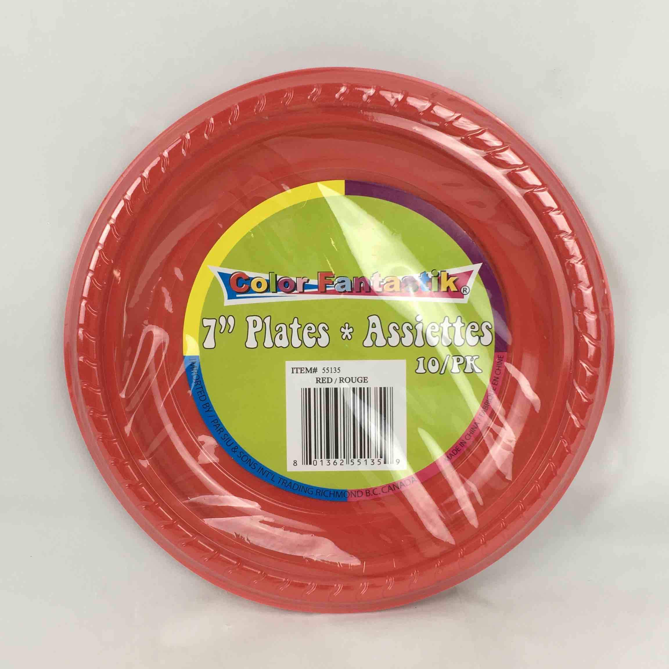 PLASTICWARE RED PLATES 7in 10pcs
