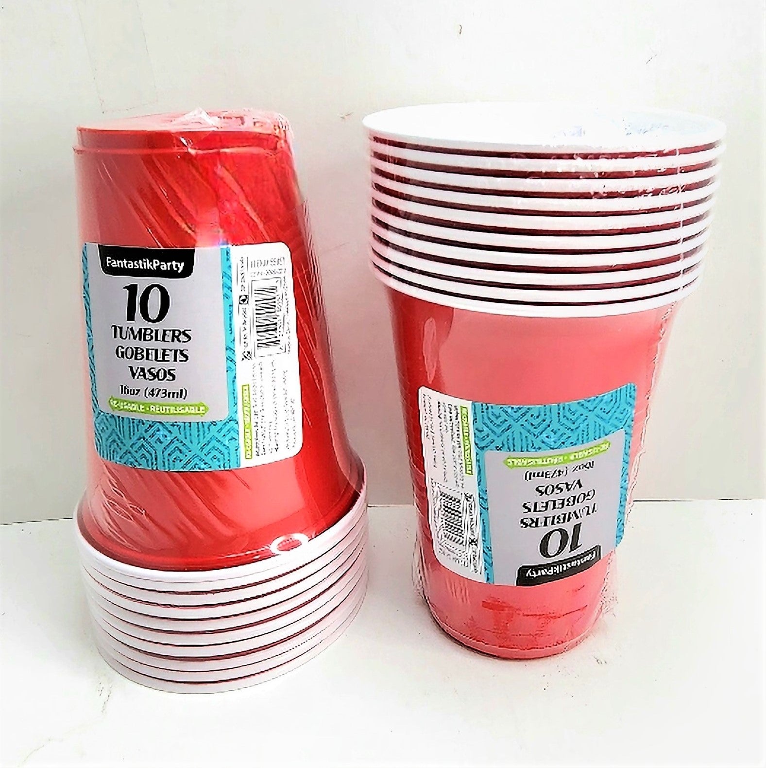 TUMBLERS RED 16oz 10PCS