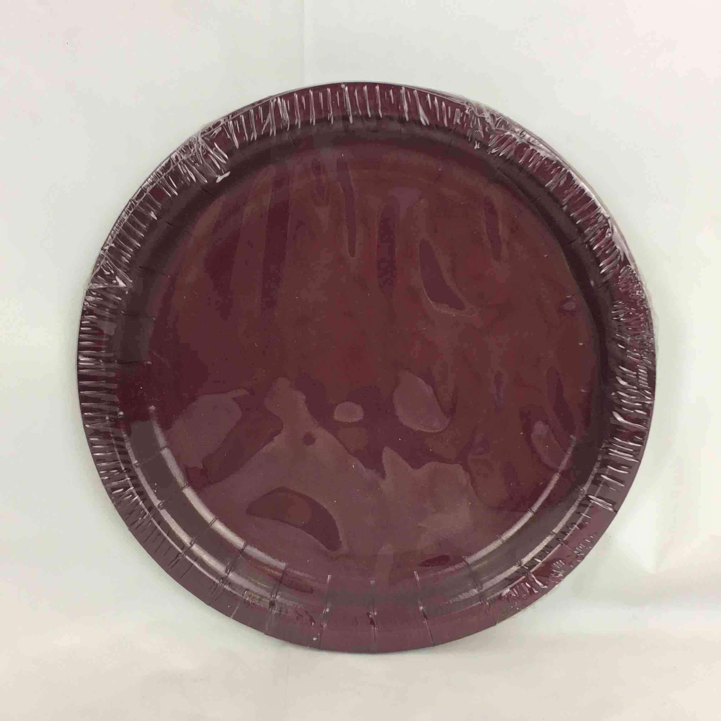 SOLID BURGUNDY PLATES 7in  8pcs