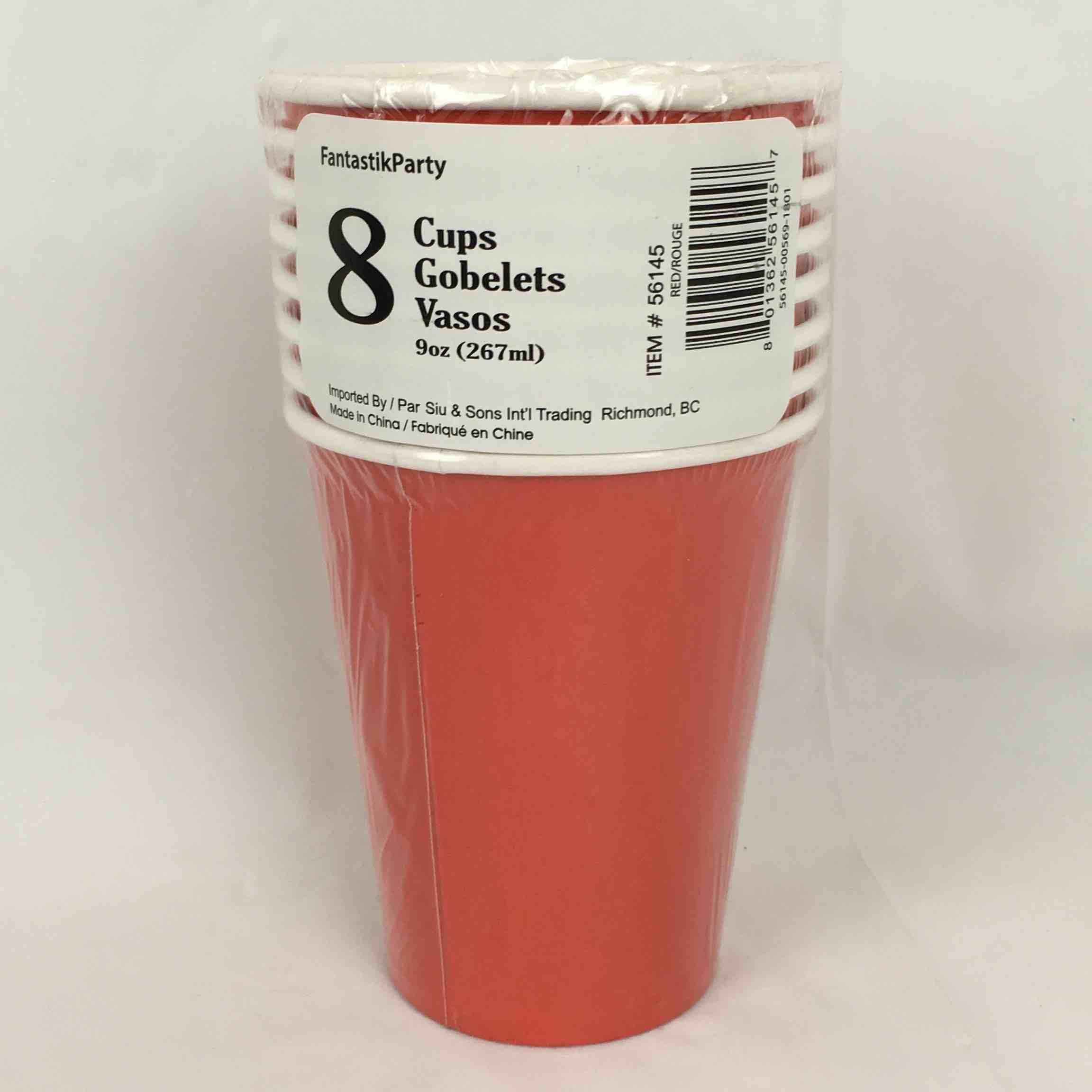 SOLID RED CUPS 9oz 8pcs