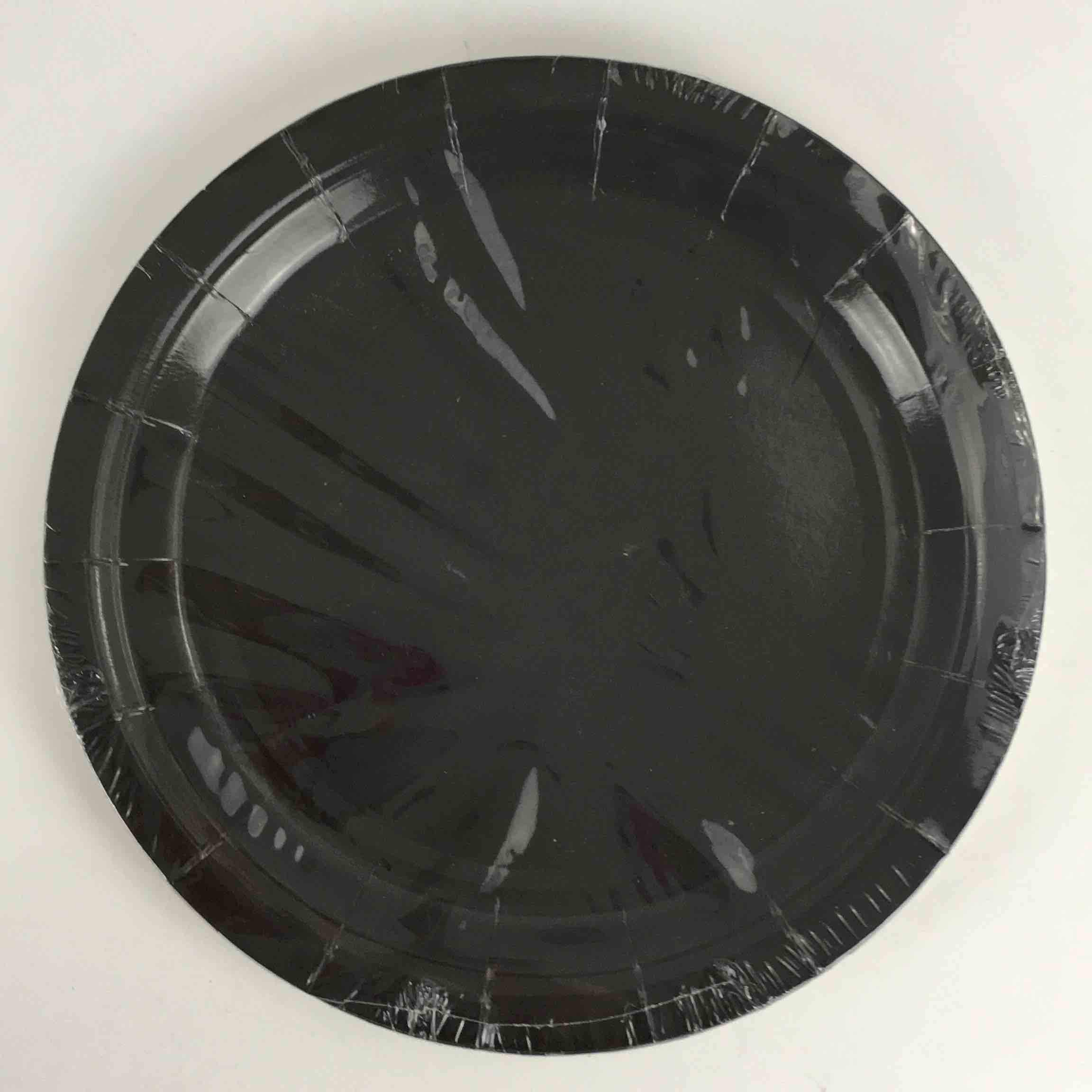 SOLID BLACK PLATES 9in  8pcs