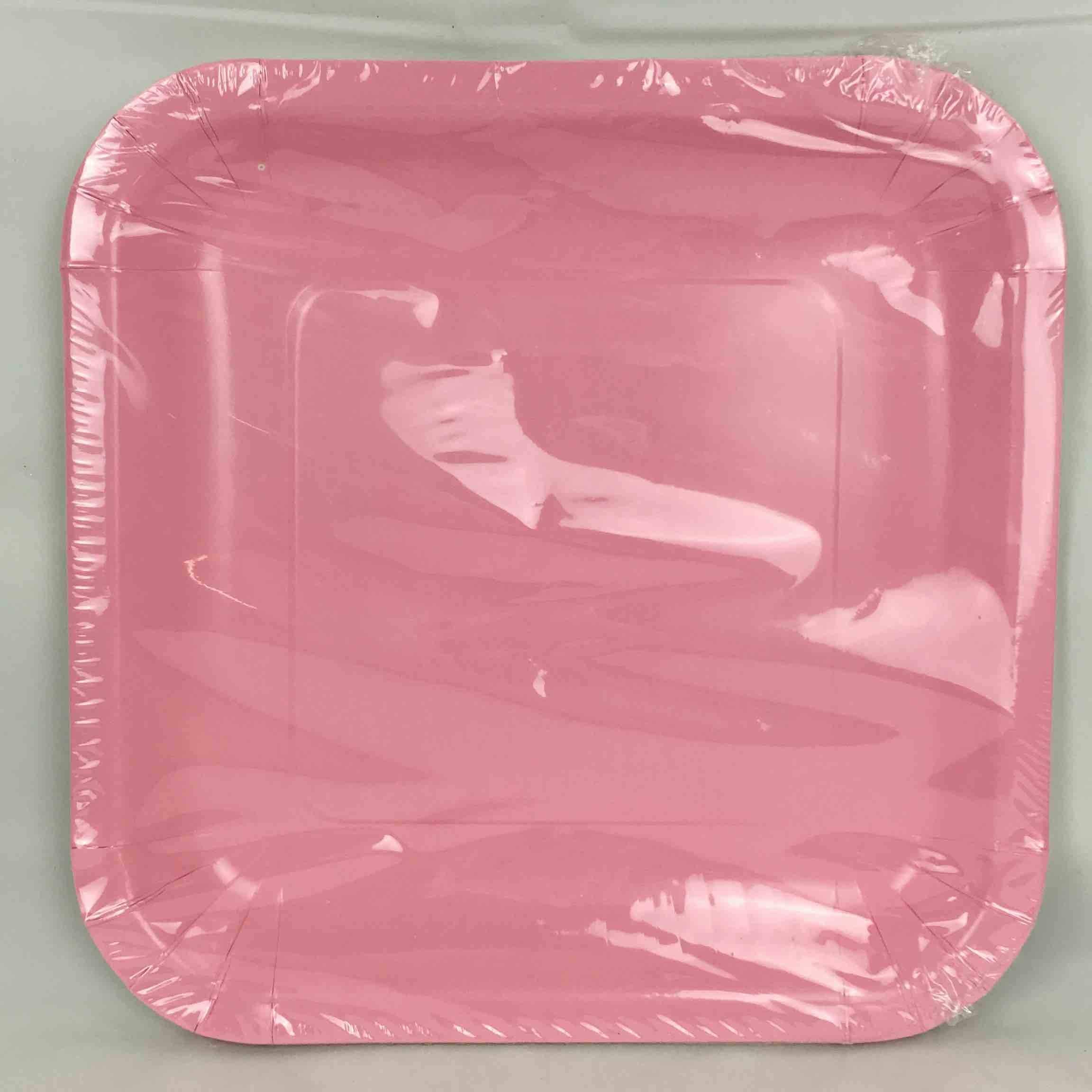 SOLID PASTEL PINK PLATES Square 9in  8pcs