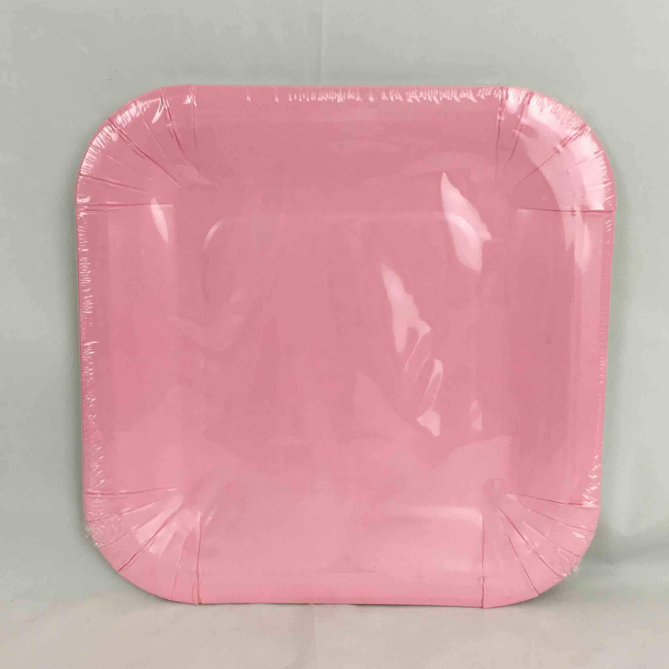 SOLID PASTEL PINK PLATES Square 7in  8pcs