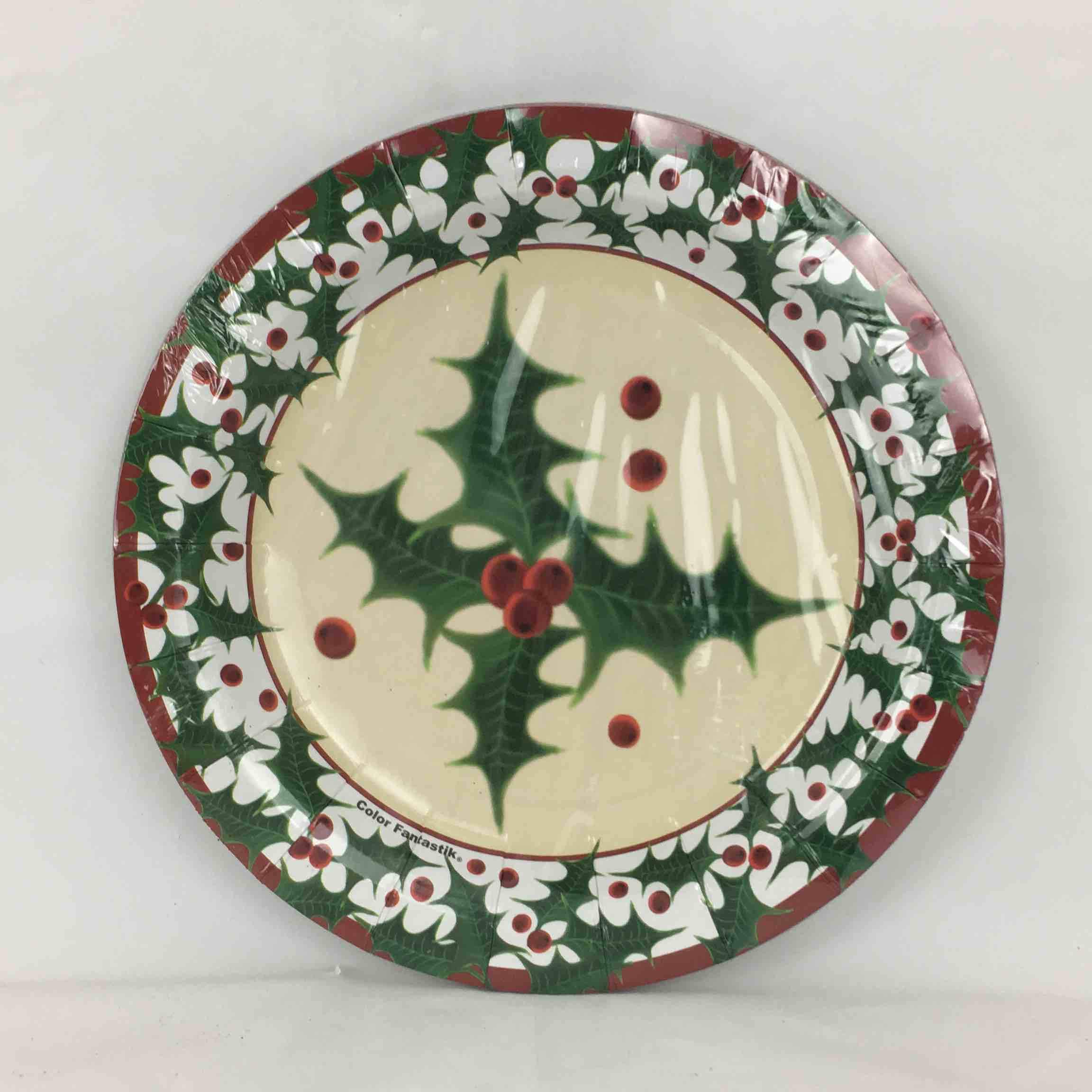 CMAS ENSEMBLE HOLLY LEAVES PLATES 7IN 8PCS