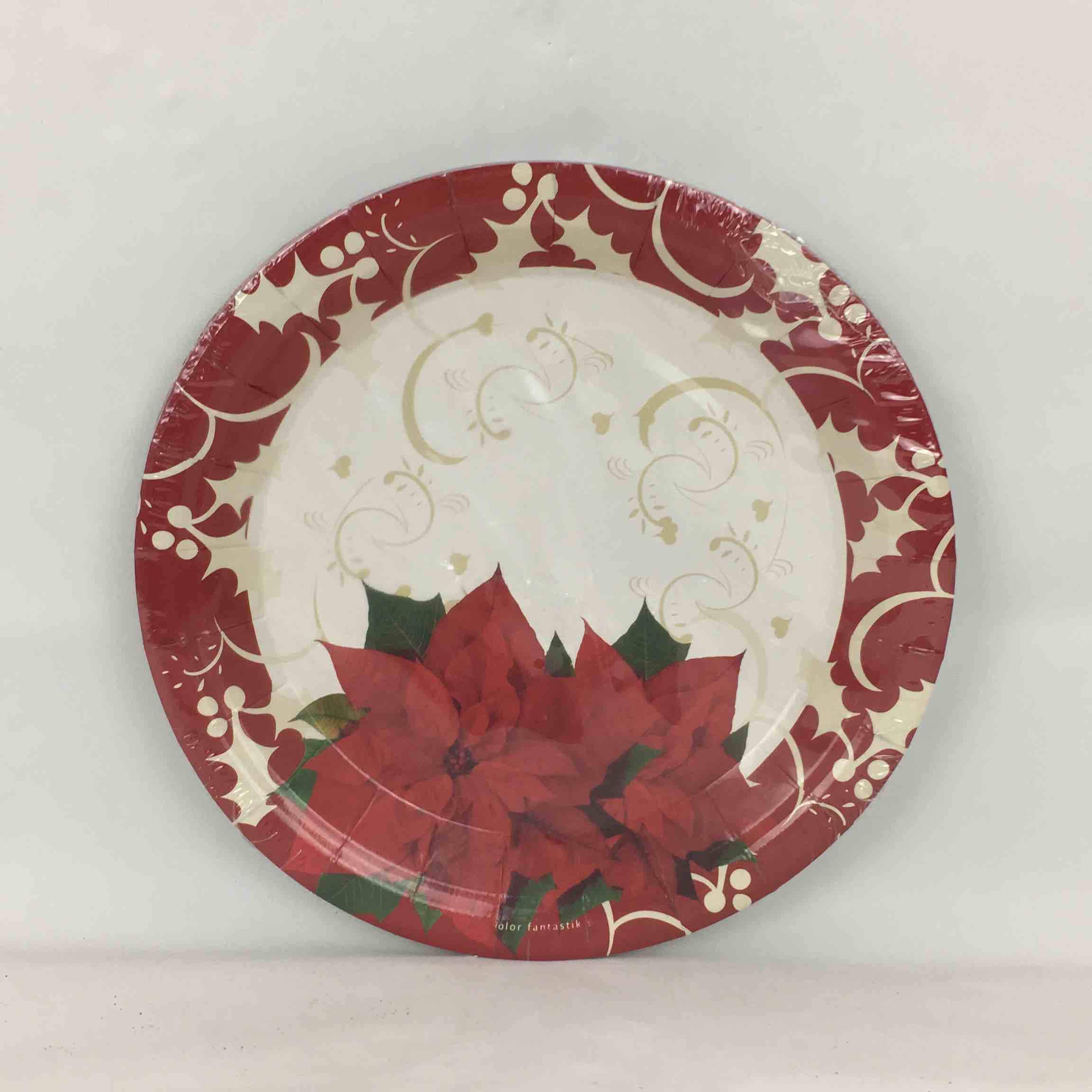 CMAS ENSEMBLE POINSETTIA PLATES 7IN 8PCS