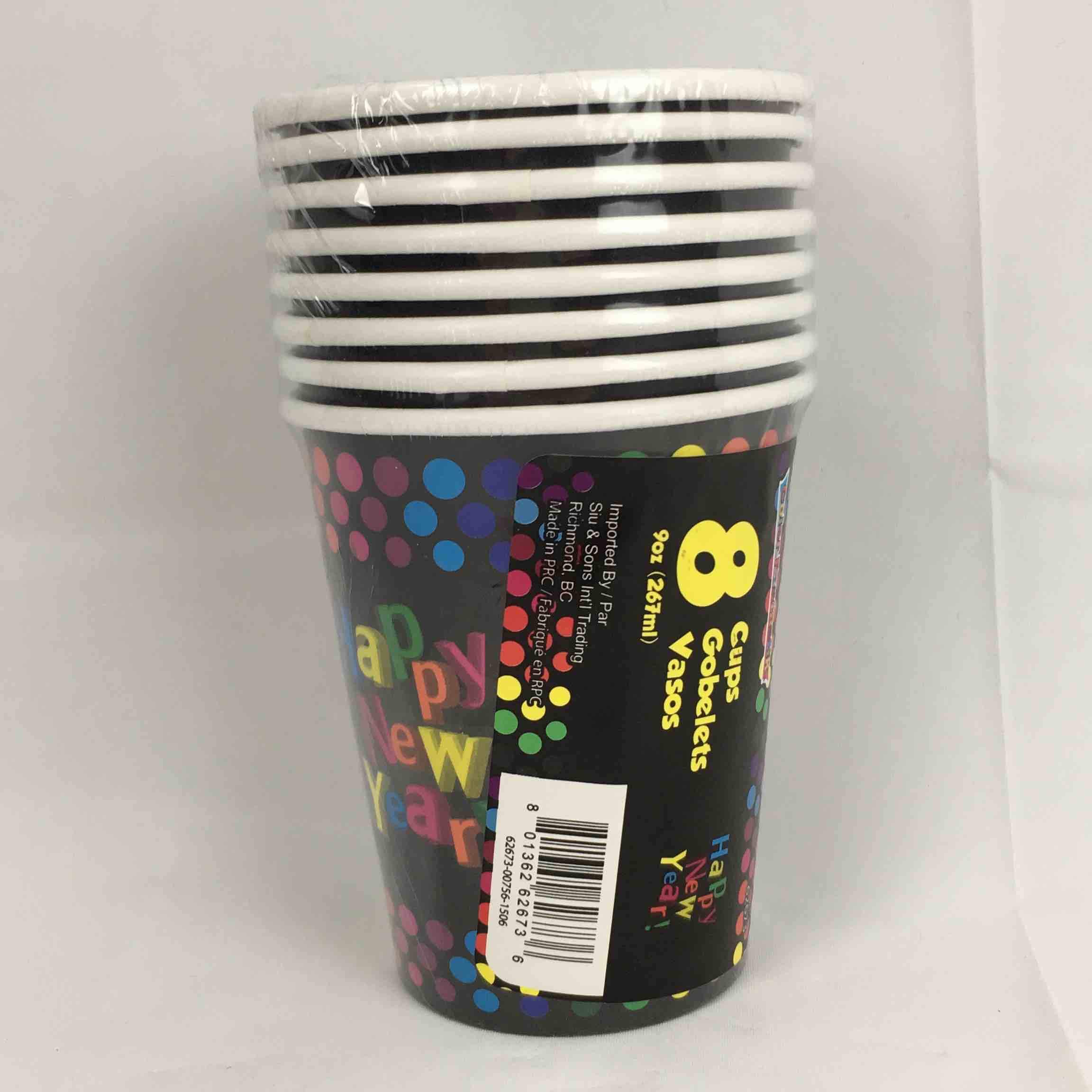 NY ENSEMBLE Color Dot Paper Cups 9OZ 8PCS