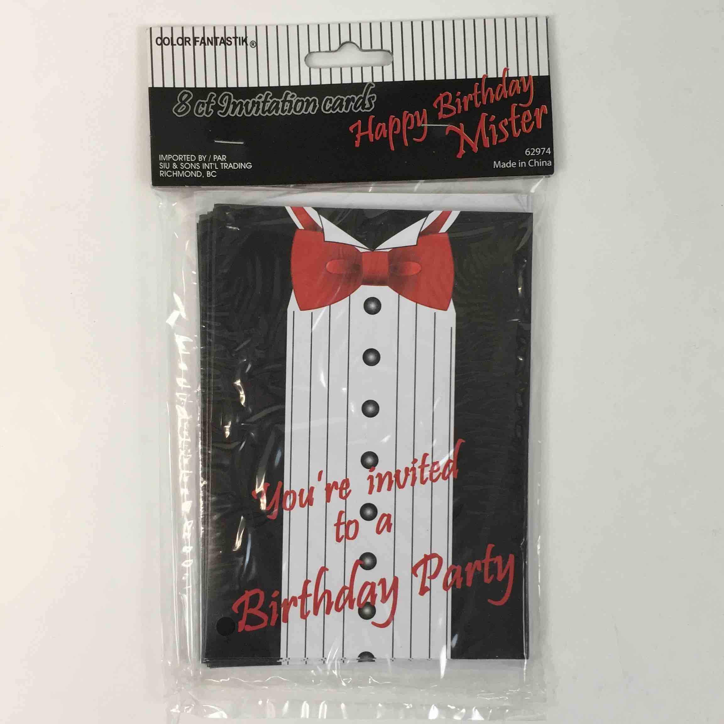 ENSEMBLE BIRTHDAY MISTER INVITATIONS 8pcs