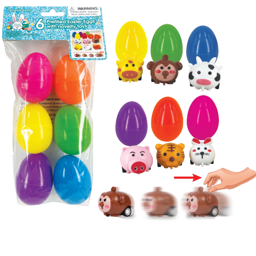 EASTER EGG PRE-FILLED EGGS 6PCS 2.5IN