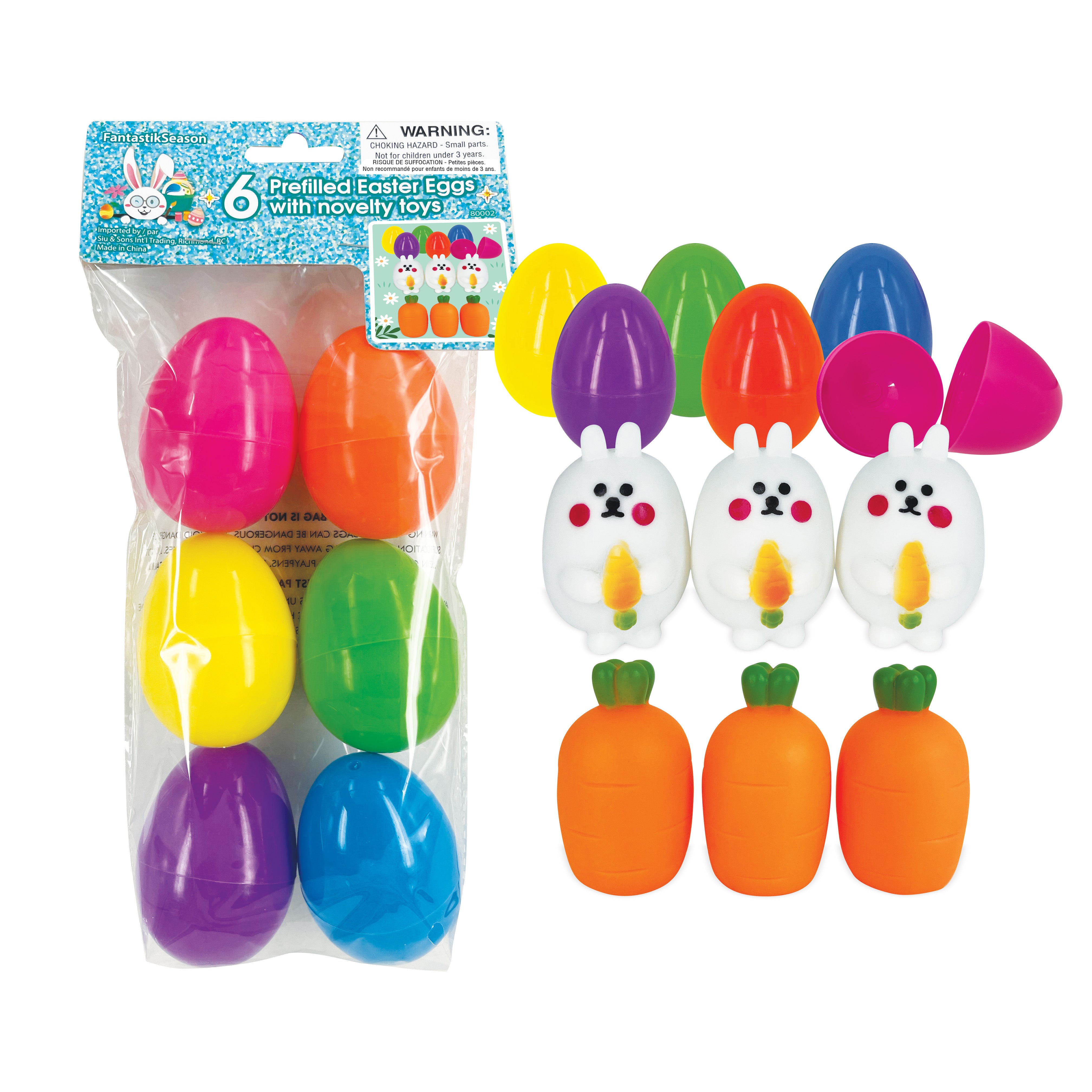 EASTER EGG PRE-FILLED EGGS 6PCS 2.5IN