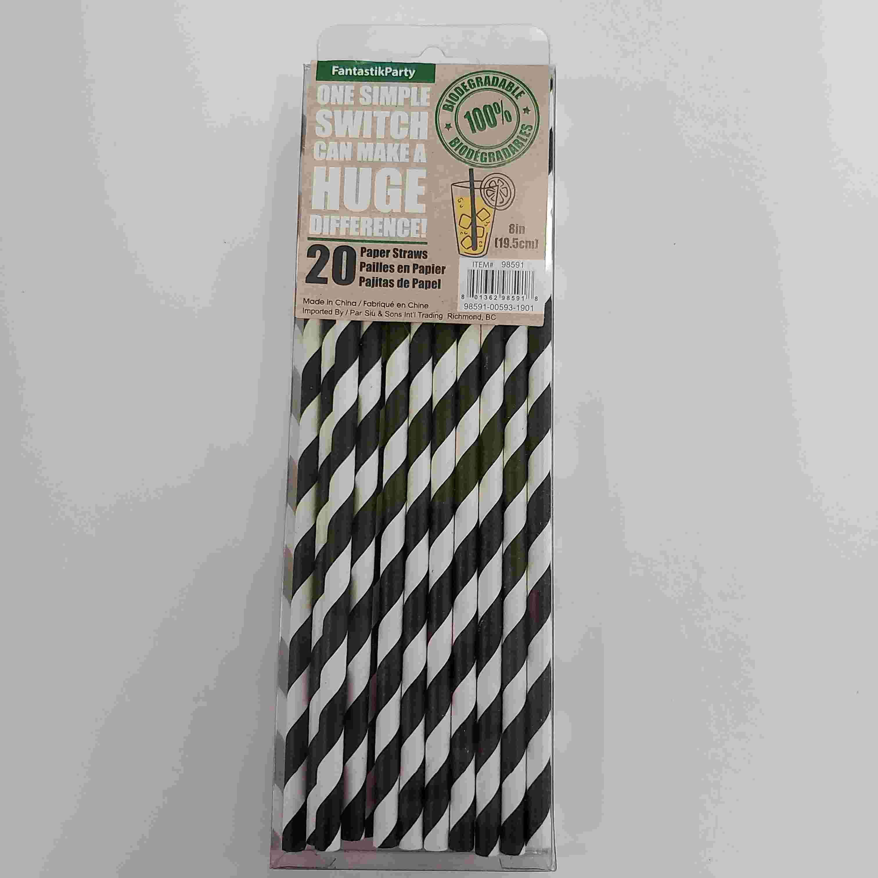 PAPER STRAWS BLACK 20pcs