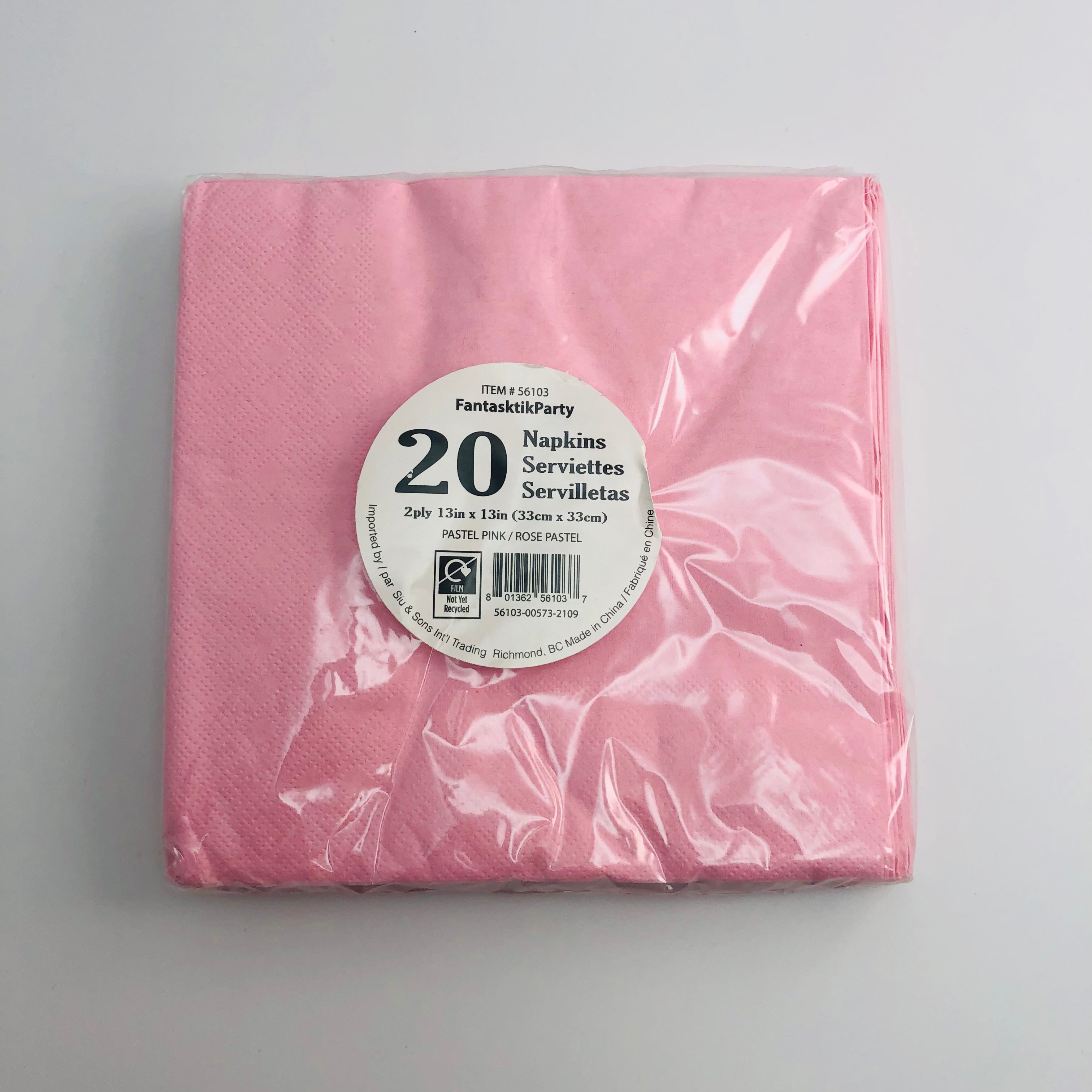 SOLID PASTEL PINK NAPKIN LUNCH 20pcs (#)