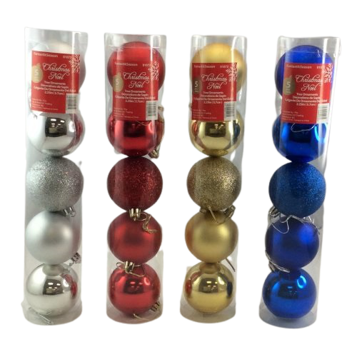 CMAS DECOR Ornament Balls 2.25in 5pcs Asst