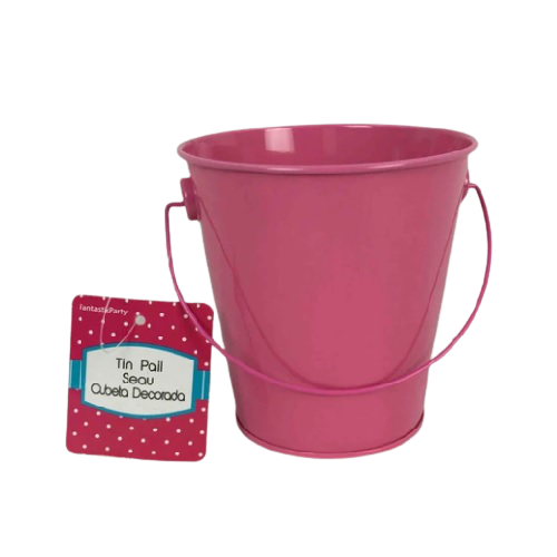 CANDY TIN PAIL FUCHSIA 4"H