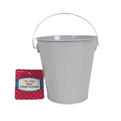 CANDY TIN PAIL WHITE 4"H