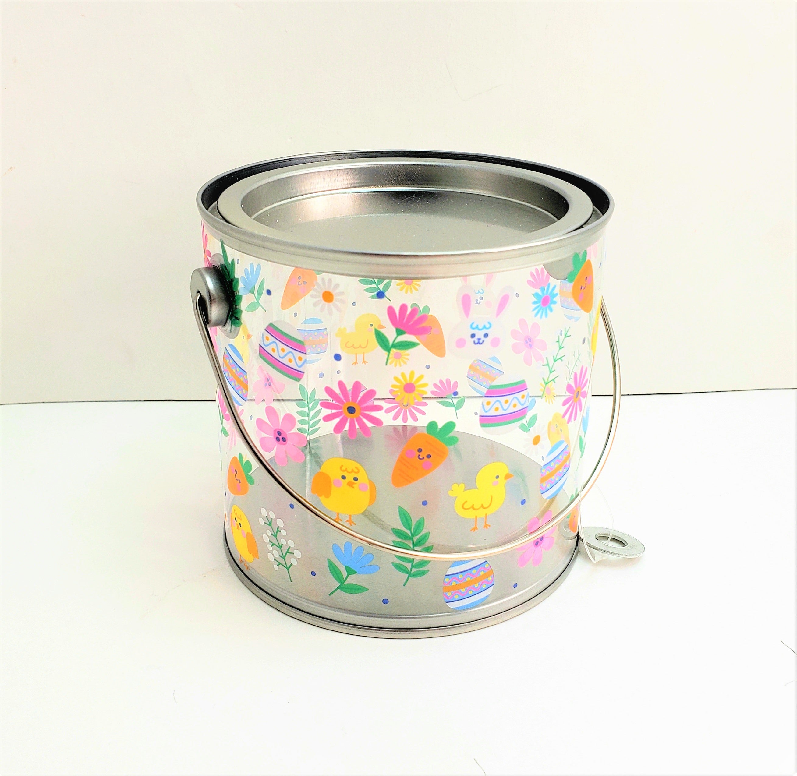 EASTER TIN PAINT CAN WITH CLEAR SIDES