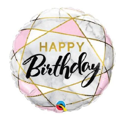 BALLOON FOIL ROUND 18" BIRTHDAY MARBLE RECTANGLES